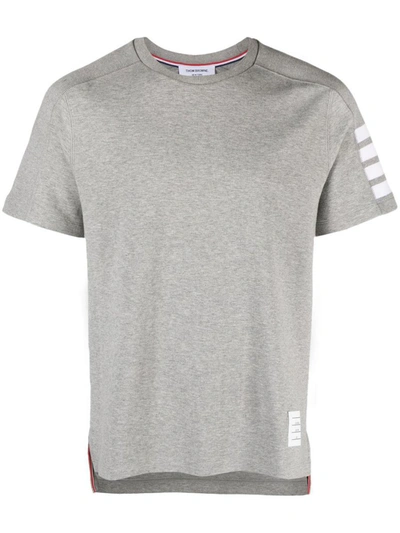 Thom Browne Short Sleeve Tee With 4 Bar Stripe In Milano Cotton Clothing In Grey