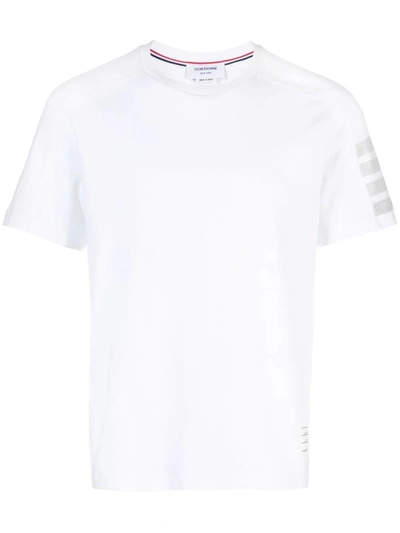 Thom Browne Short Sleeve Tee With 4 Bar Stripe In Milano Cotton Clothing In White