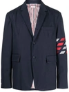 THOM BROWNE THOM BROWNE UNCONSTRUCTED CLASSIC SPORT COAT - FIT 1 - WITH 4 BAR IN 4 BAR REPP STRIPE SILK COTTON M