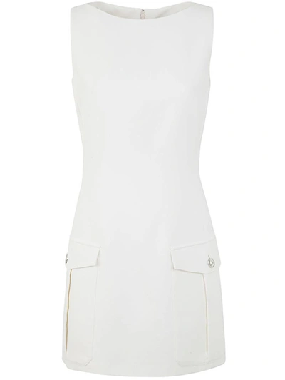 Versace Crepe Mini Dress With Patch Pockets In White