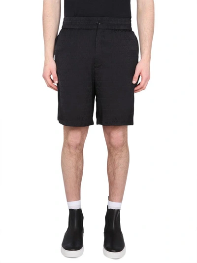 Moschino Viscose Satin Logo Shorts In Black
