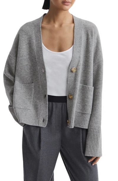 Reiss Juni - Grey Marl Relaxed Wool-cashmere Cardigan, S