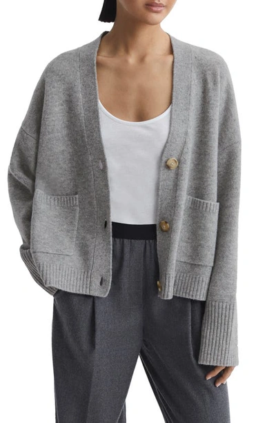 Reiss Grey Marl Juni Relaxed Wool-cashmere Cardigan