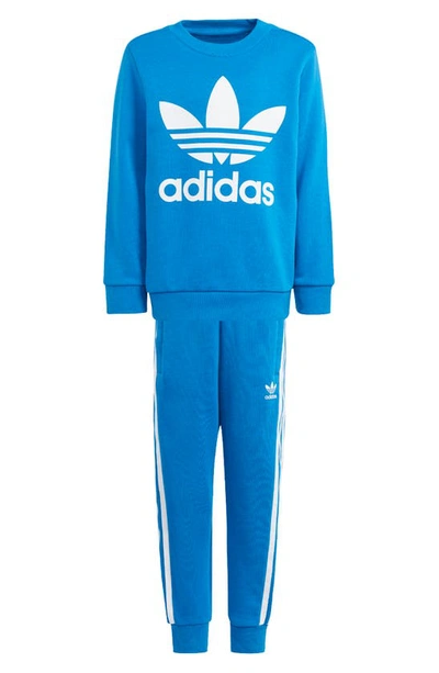 Adidas Originals Kids' Adicolor Lifestyle Graphic Sweatshirt & Joggers Set In Bluebird