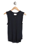 CINQ À SEPT RUFFLE EDGE SLEEVELESS SWEATER