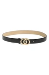 Vince Camuto Logo O-ring Buckle Belt In Black Gold