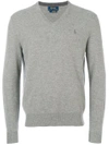 POLO RALPH LAUREN POLO RALPH LAUREN LOGO EMBROIDERY V-NECK JUMPER - GREY,71066737712237304