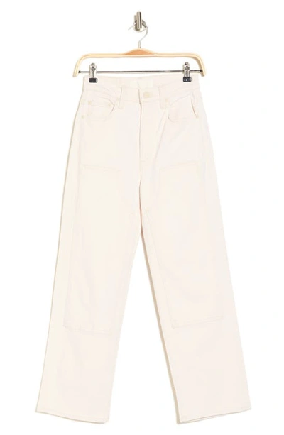 Mother Denim The Bees Knees Rambler Zip Ankle Act Natural Wide Straight Leg  Jean In White