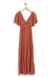 Wishlist Tiered Midi Dress In Sienna In Brick