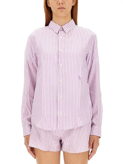 Sporty And Rich Sporty & Rich Shirt With Stripe Pattern In Lilac