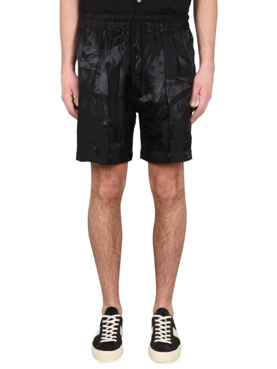 Tom Ford Leaf-print Shorts In Black