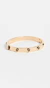 Tory Burch Goldtone Logo Stud Hinged Bangle Bracelet In Tory Gold