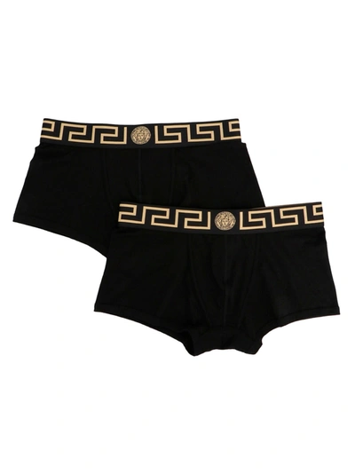 VERSACE 2-PACK LOW-WAISTED BOXERS UNDERWEAR, BODY BLACK