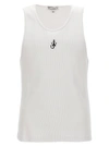 Jw Anderson White Sleeveless Top With Logo Embroidery On The Front