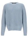 PALM ANGELS CURVED LOGO SWEATER, CARDIGANS LIGHT BLUE