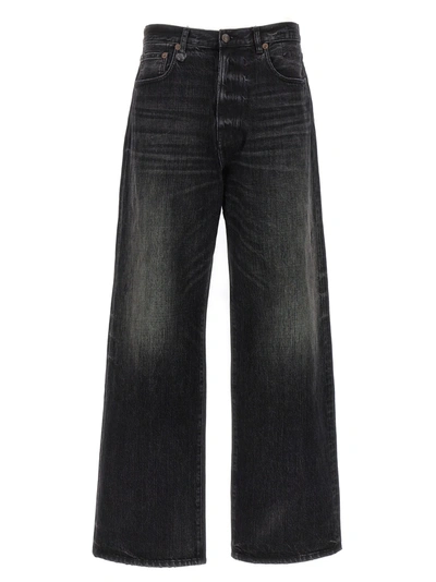 R13 Gingham-jacquard Straight-leg Jeans In Black