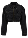 Rotate Birger Christensen Rotate Sunday Zebra-print Cropped Denim Jacket