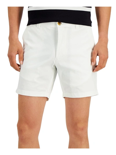 Club Room Mens Chino 7" Inseam Khaki Shorts In White