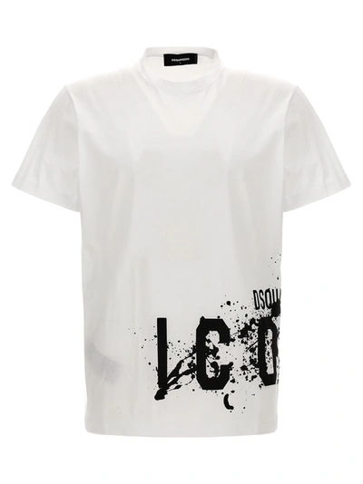Dsquared2 Icon Splash Printed Cotton T-shirt In White
