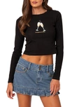EDIKTED CHAMPAGNE PROBLEMS LONG SLEEVE CROP TOP