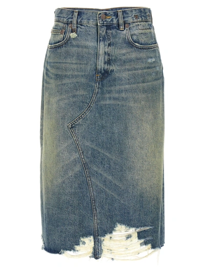 R13 Blue Jesse Denim Midi Skirt