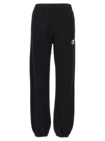 Off-white Logo-flocked Cotton Track Pants In Black