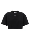 Off-white Off White Cropped T Shirt With Off Embroidery