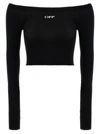 Off-white Logoed Knitted Top With Boat Neckline