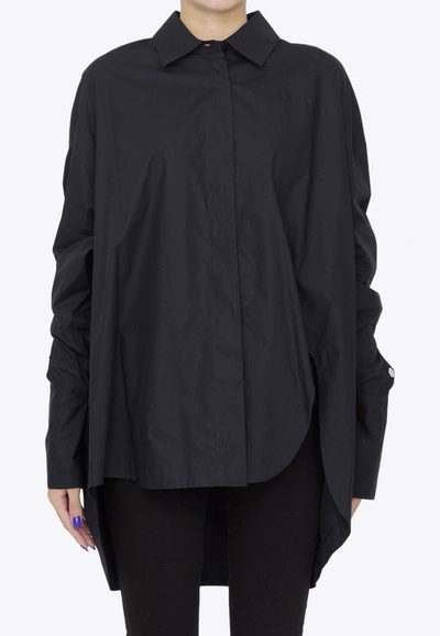 Attico Asymmetric Long-sleeved Shirt In Black