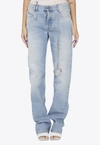 Attico Logo-ring Mid-rise Tapered Jeans In Blue