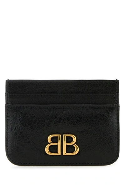 Balenciaga Woman Black Leather Monaco Card Holder