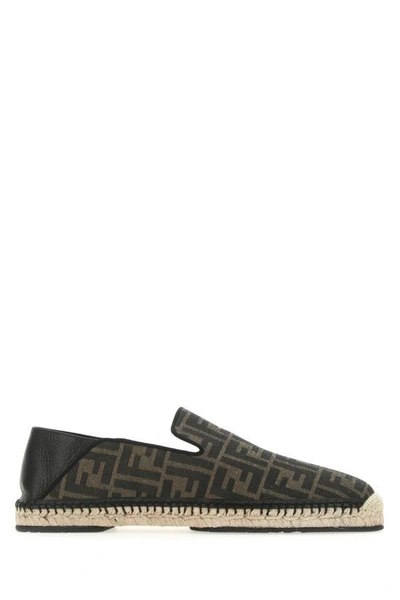 Fendi Man Embroidered Fabric Espadrilles In Multicolor