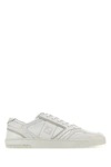 FENDI FENDI MAN WHITE LEATHER AND SUEDE STEP SNEAKERS