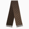 GUCCI GUCCI BEIGE/BROWN CASHMERE SCARF WITH LOGO WOMEN