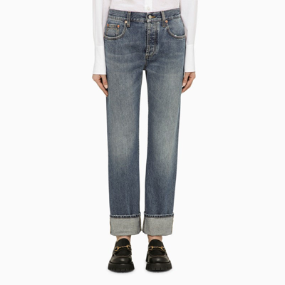 Gucci Blue Denim Jeans With Turn-ups Women