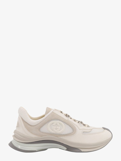 Gucci Suede Run Logo Embossed Sneakers In White