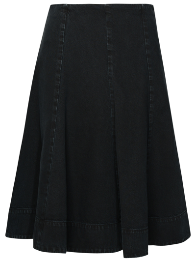 Khaite Lennox Cotton Midi Skirt In Black