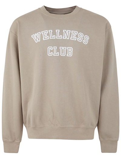 Sporty And Rich Sporty & Rich Wellness Club Flocked Crewneck Clothing In Grey