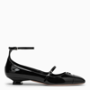 MIU MIU MIU MIU BLACK PATENT LEATHER DÉCOLLETÉ WITH LOGO WOMEN