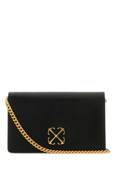OFF-WHITE OFF WHITE WOMAN BLACK LEATHER JITNEY 0.5 CLUTCH
