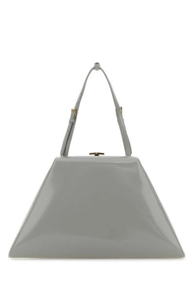 Prada Woman Light Grey Leather Handbag In Gray