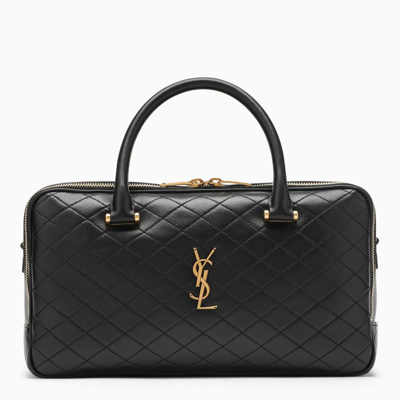 Saint Laurent Lyia Quilted Leather Duffle Bag In Black