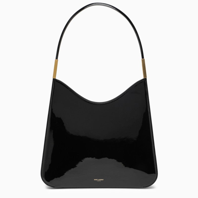 Saint Laurent Sadie Ysl Patent Leather Hobo Bag In Black