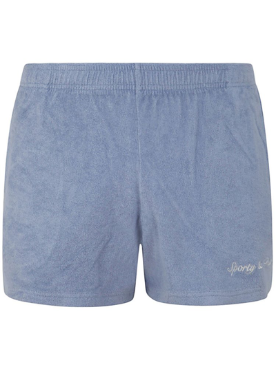 Sporty And Rich Sporty & Rich Syracuse Logo Embroidered Shorts In Blue