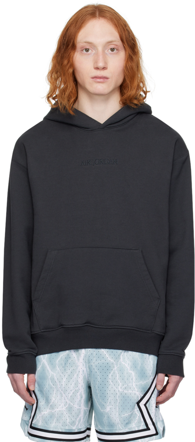 Nike Black 'air Jordan' Wordmark Hoodie In Off Noir