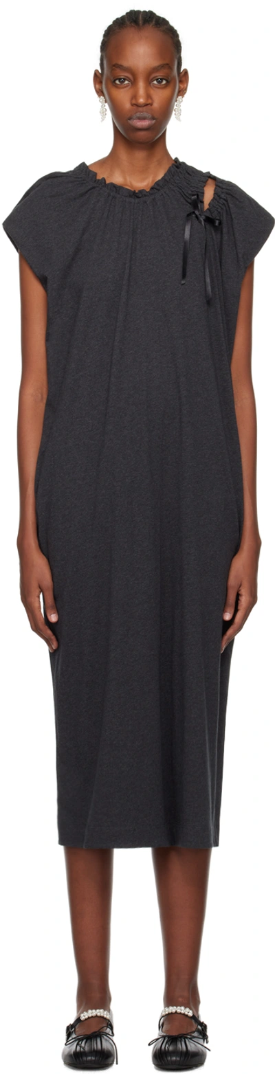 Simone Rocha Grey Shoulder Bite Midi Dress In Charcoal