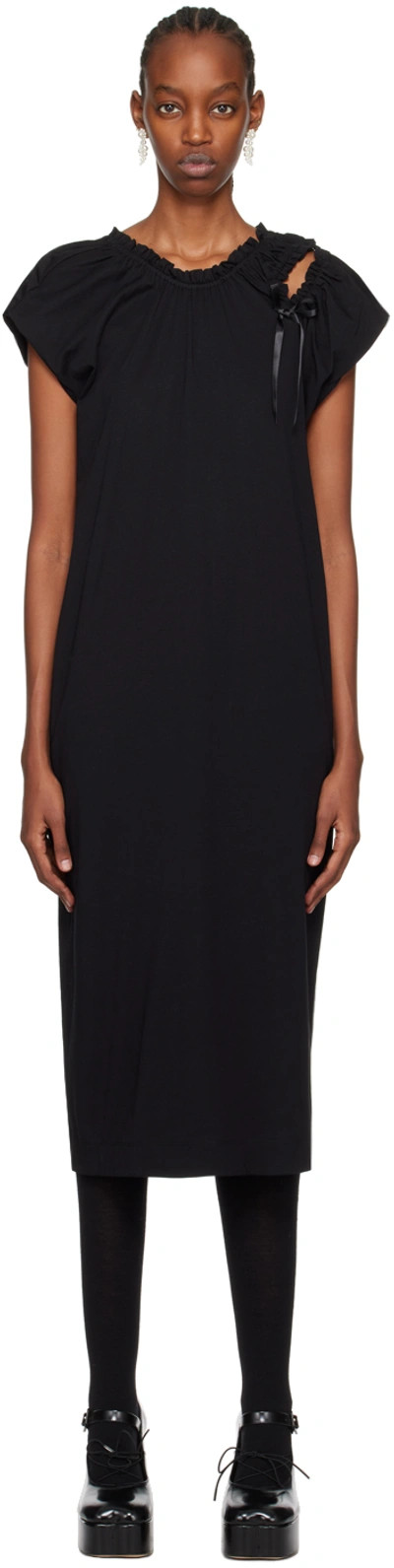 SIMONE ROCHA BLACK SHOULDER BITE MIDI DRESS