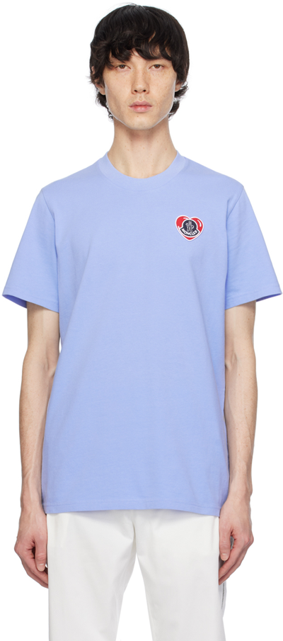Moncler Blue Heart T-shirt In Hydrangea 71b