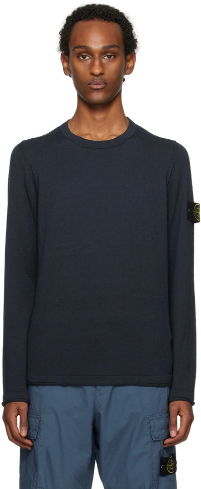 Stone Island Navy Patch Sweater In A0020 Navy Blue