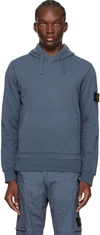 Stone Island Mens Dark Blue Kangaroo-pocket Brand-badge Cotton-jersey Hoody In V0024 Dark Blue